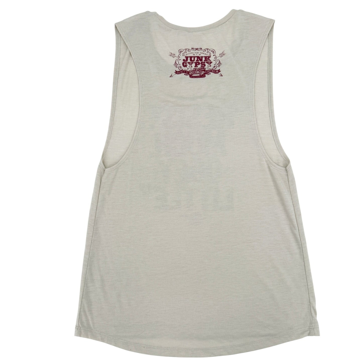 Resist Much Obey Little Tank Top women's MEDIUM beige burgundy Junk Gypsy tee