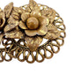 vintage double flowers bronze metal BROOCH floral jewelry pin