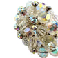 vintage iridescent beads & clear rhinestones BROOCH oval-shaped jewelry pin
