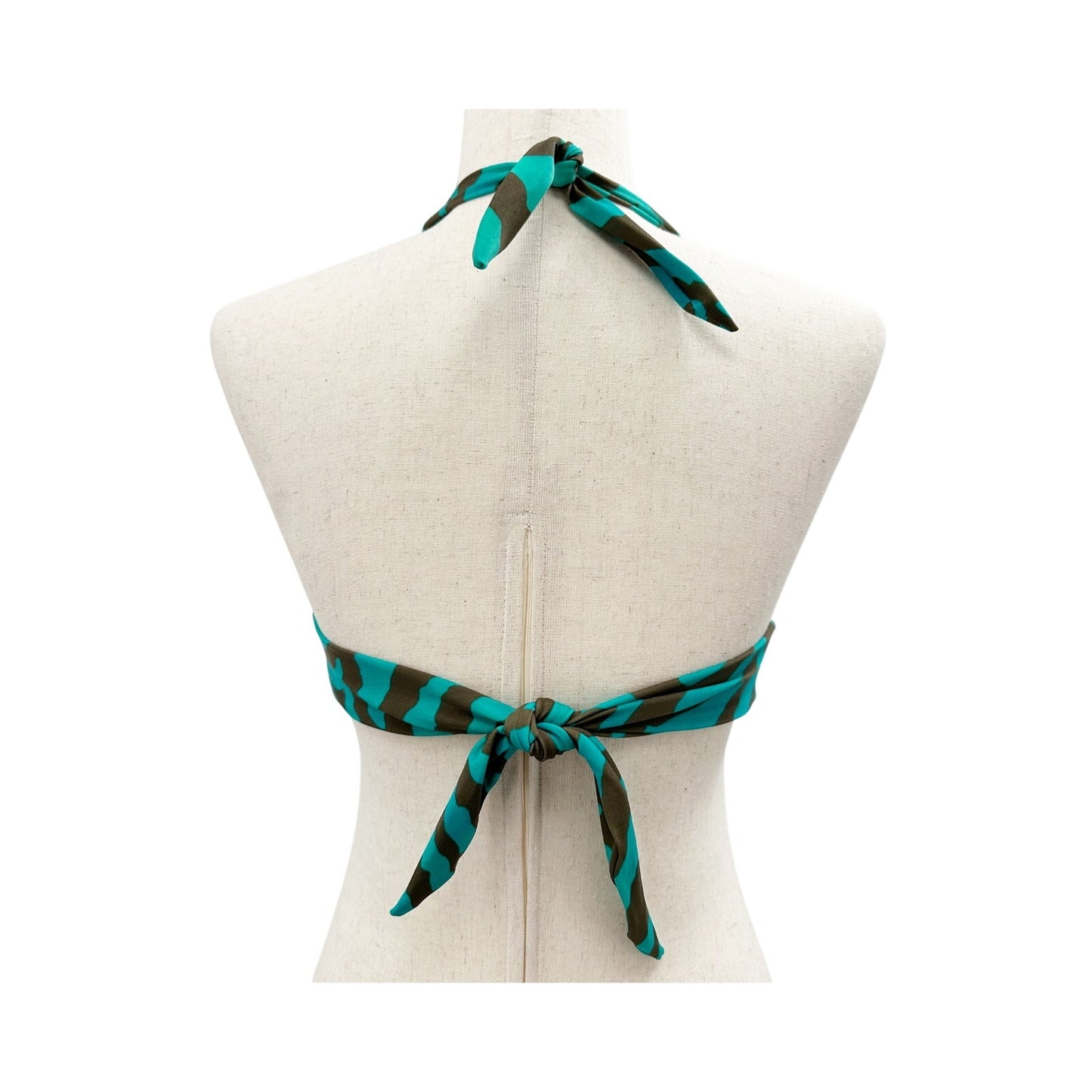 Victoria's Secret brown teal green zebra print Bikini tie Top women's SMALL swim