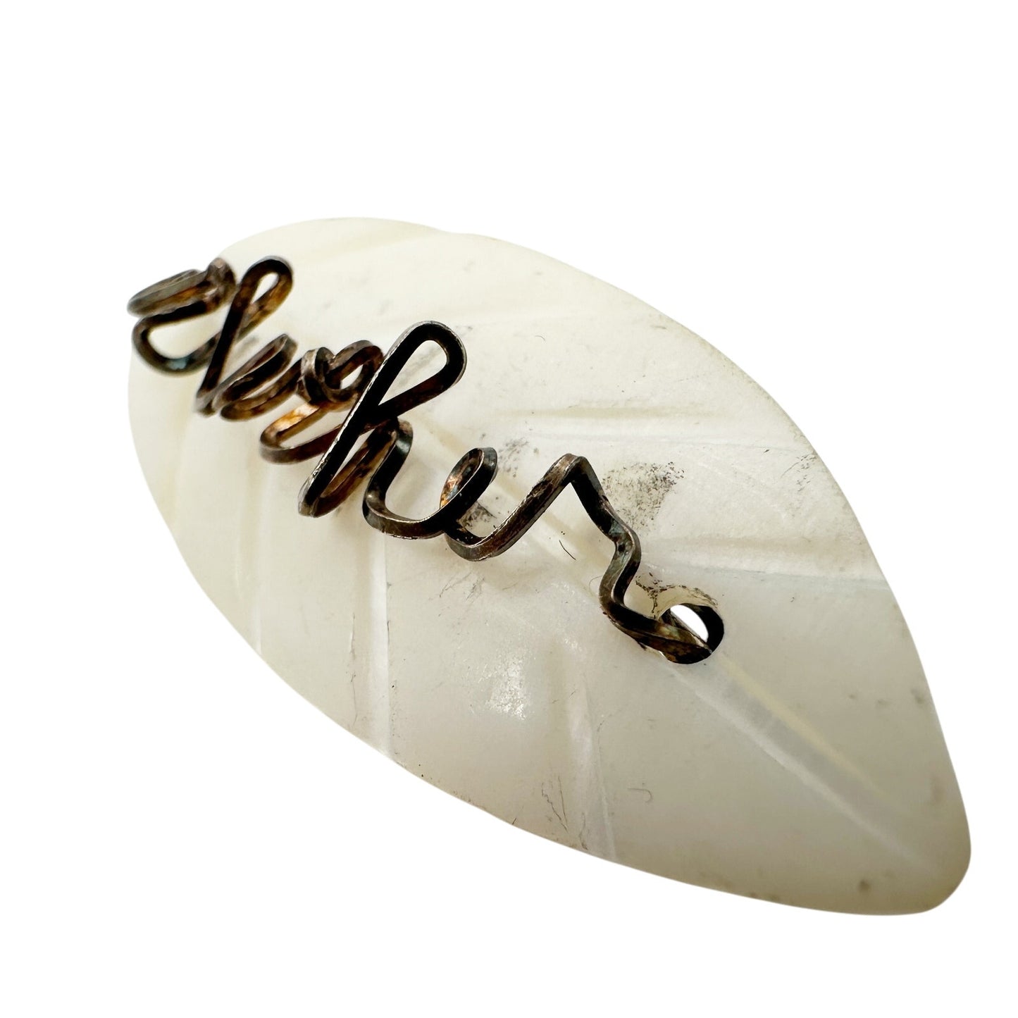 vintage script wire "Mother" of Pearl BROOCH jewelry pin