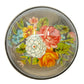 vintage Floral glass dome round metal BROOCH floral jewelry pin roses zinnias