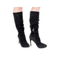 Donald J Pliner ETTA black leather suede BOOTS women's 7M knee high heels ruched