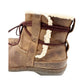 UGG brown leather wraparound tie ankle BOOTS women's 7 winter shoes sheepskin