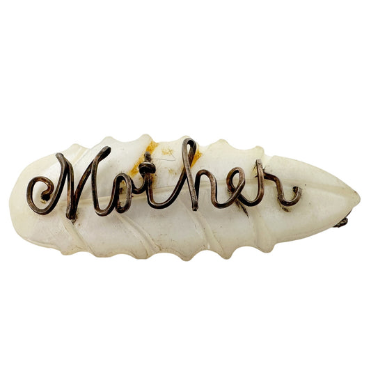vintage script wire "Mother" of Pearl necklace PENDANT