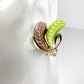 vintage green brown & gold leaf clip-on EARRINGS costume jewelry