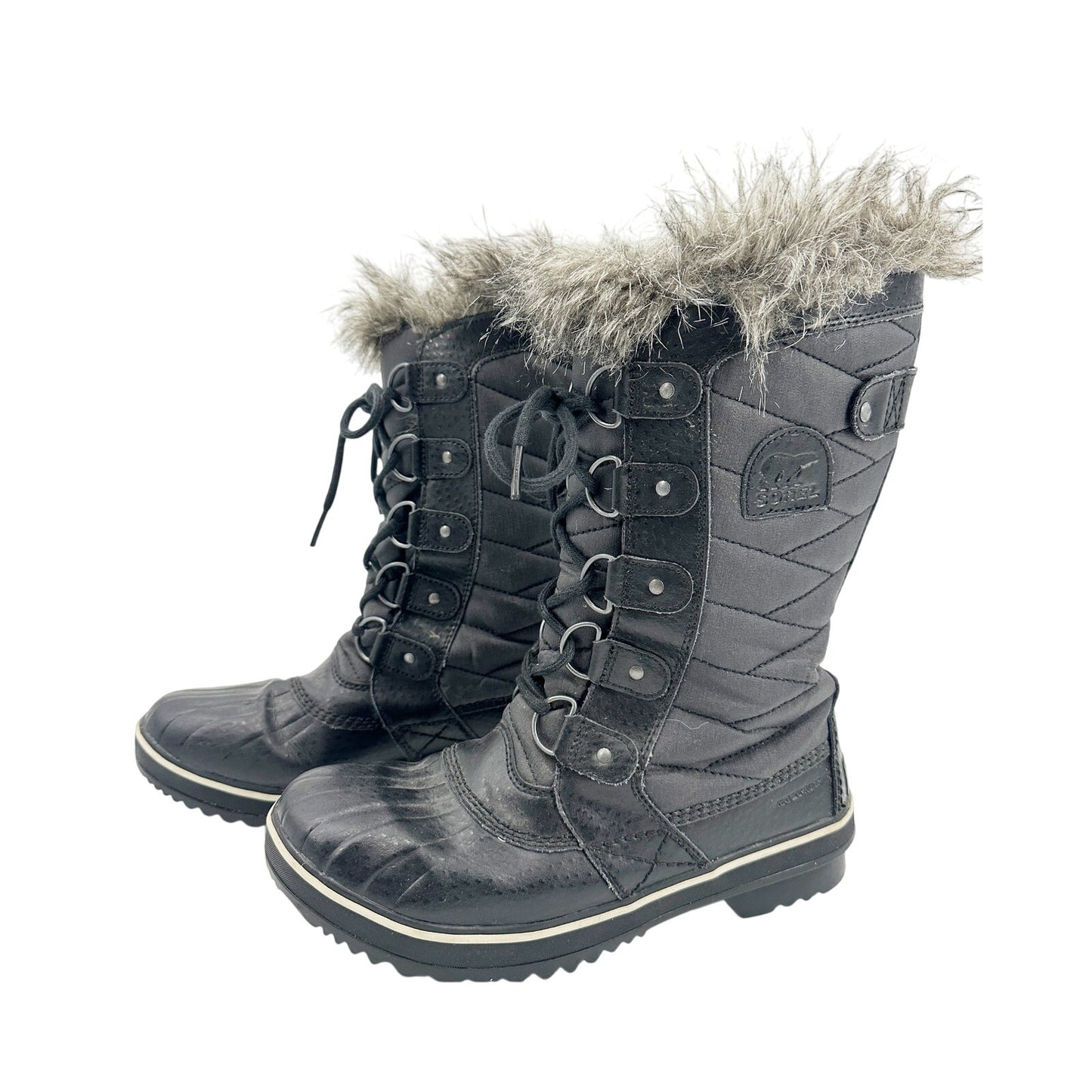 Sorel Tofino black Winter mid-calf Boots women's 7 waterproof faux fur