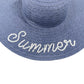 navy blue SUMMER silver sequins Floppy straw sun Hat beach shade coastal casual