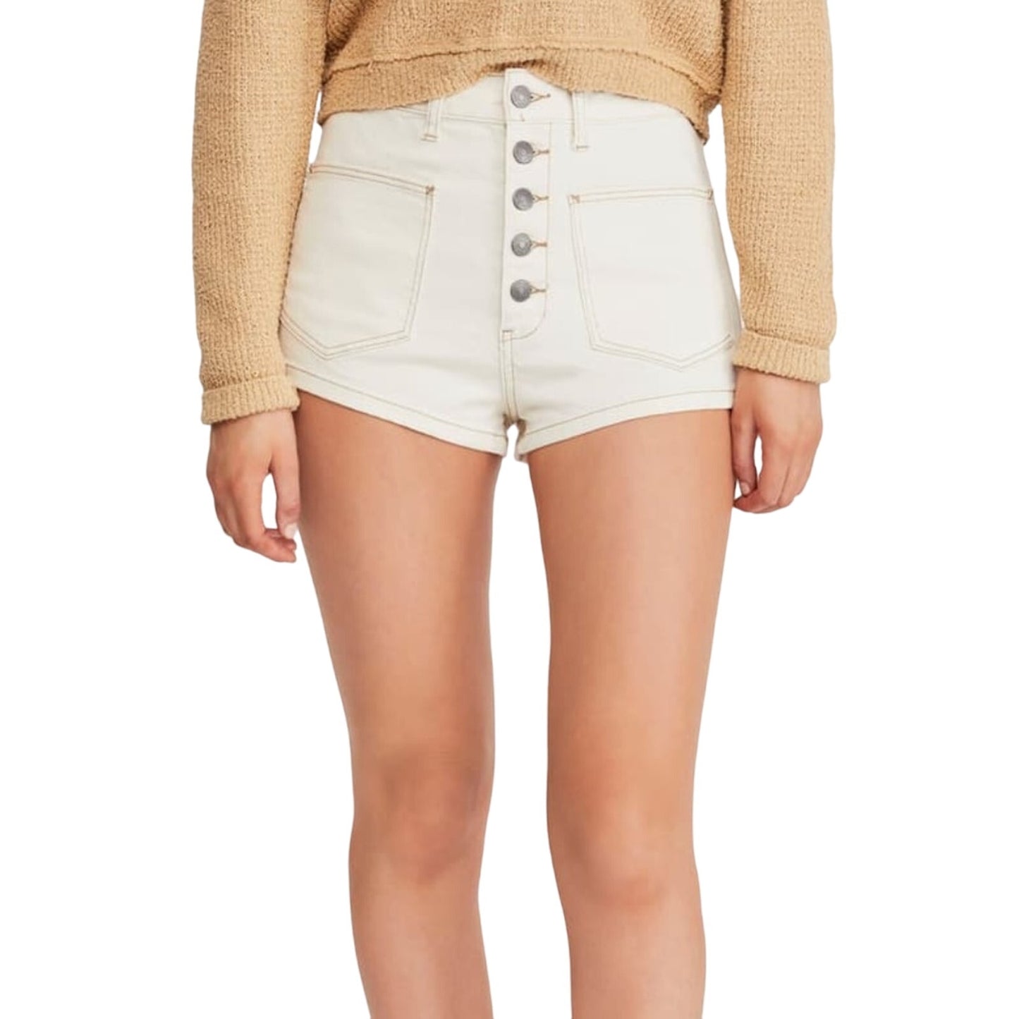 We The Free People ecru high rise Bridgette denim SHORTS size 30 new $68