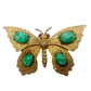 vintage gold green cabochon stones Butterfly BROOCH insect jewelry pin red gems