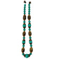 vintage antique gold metal & glass turquoise green beads Necklace foxtail chain