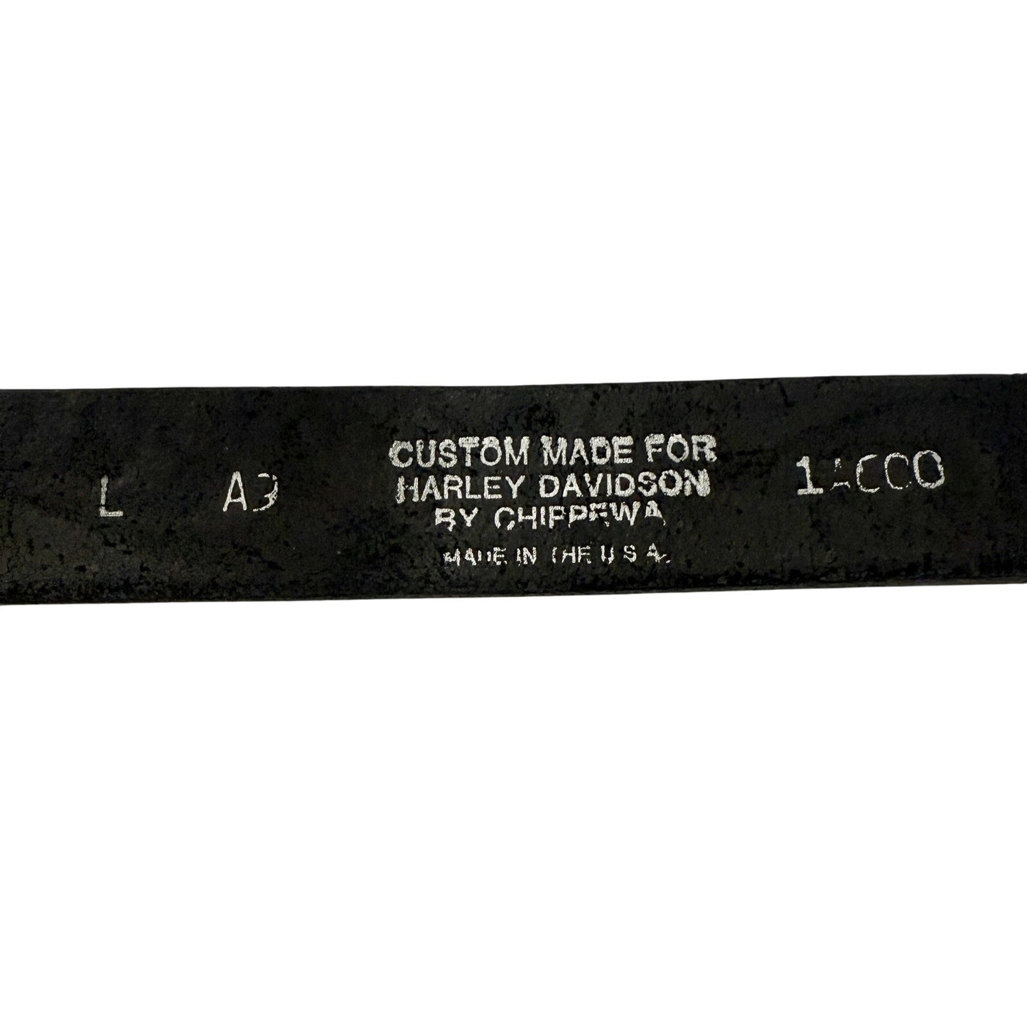 Harley Davidson black tooled leather silver metal Belt womens LARGE Chippewa USA