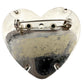 vintage puffy puff heart silver tone metal BROOCH etched floral jewelry pin