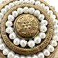 vintage antique gold & faux pearls round BROOCH jewelry pin