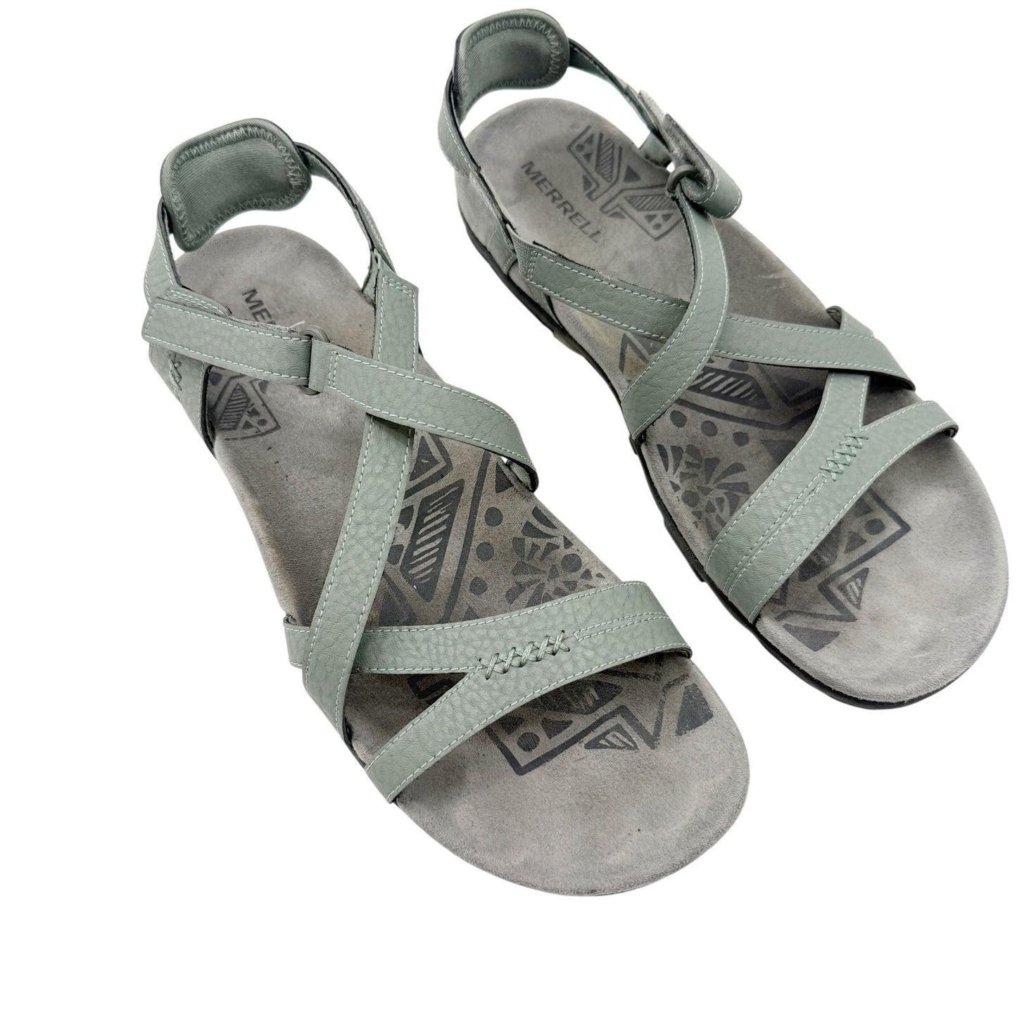 Merrell Sandspur Rose Leather blue dove Sandals women's 10 shoes casual straps