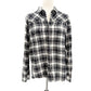 JACHS Girlfriend black white Bea Light Flannel Plaid Snap Front Shirt MEDIUM top