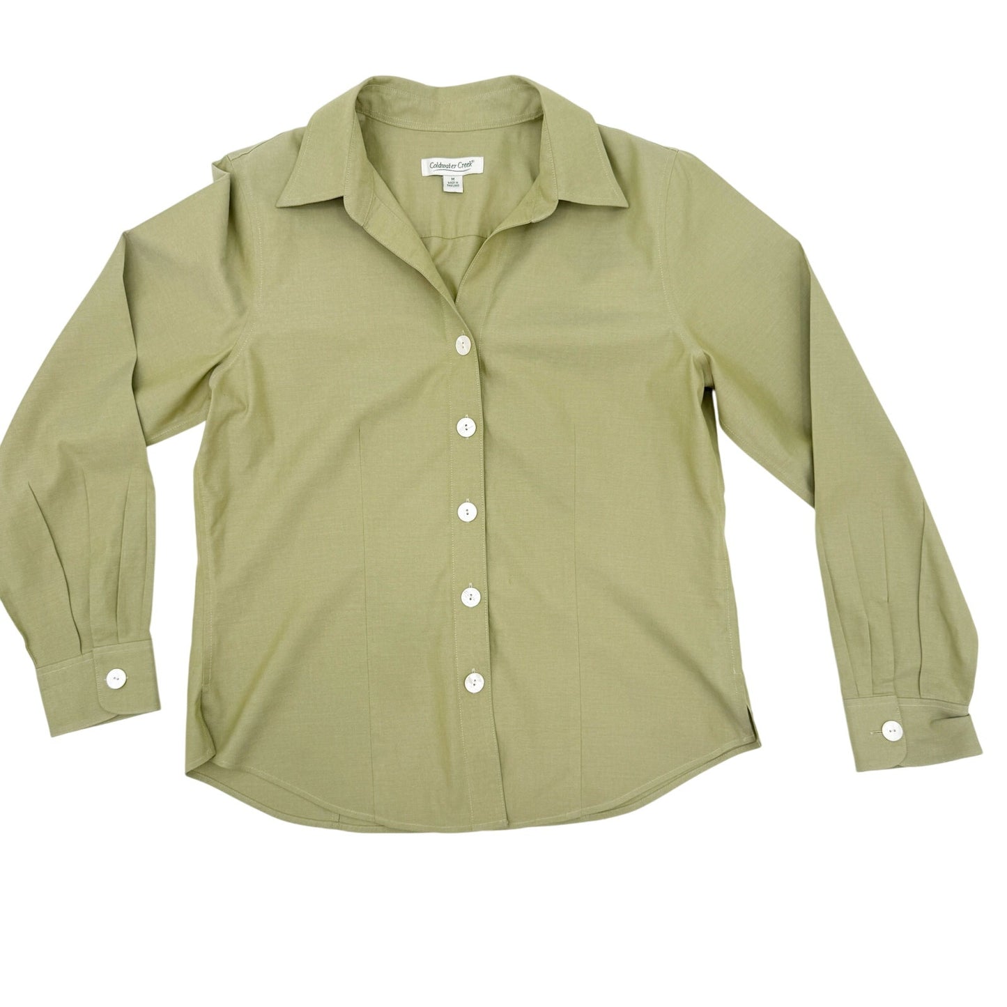 Coldwater Creek sage green Button Down Top blouse women's MEDIUM work office