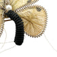 vintage black cream & metallic gold threads Butterfly BROOCH jewelry pin