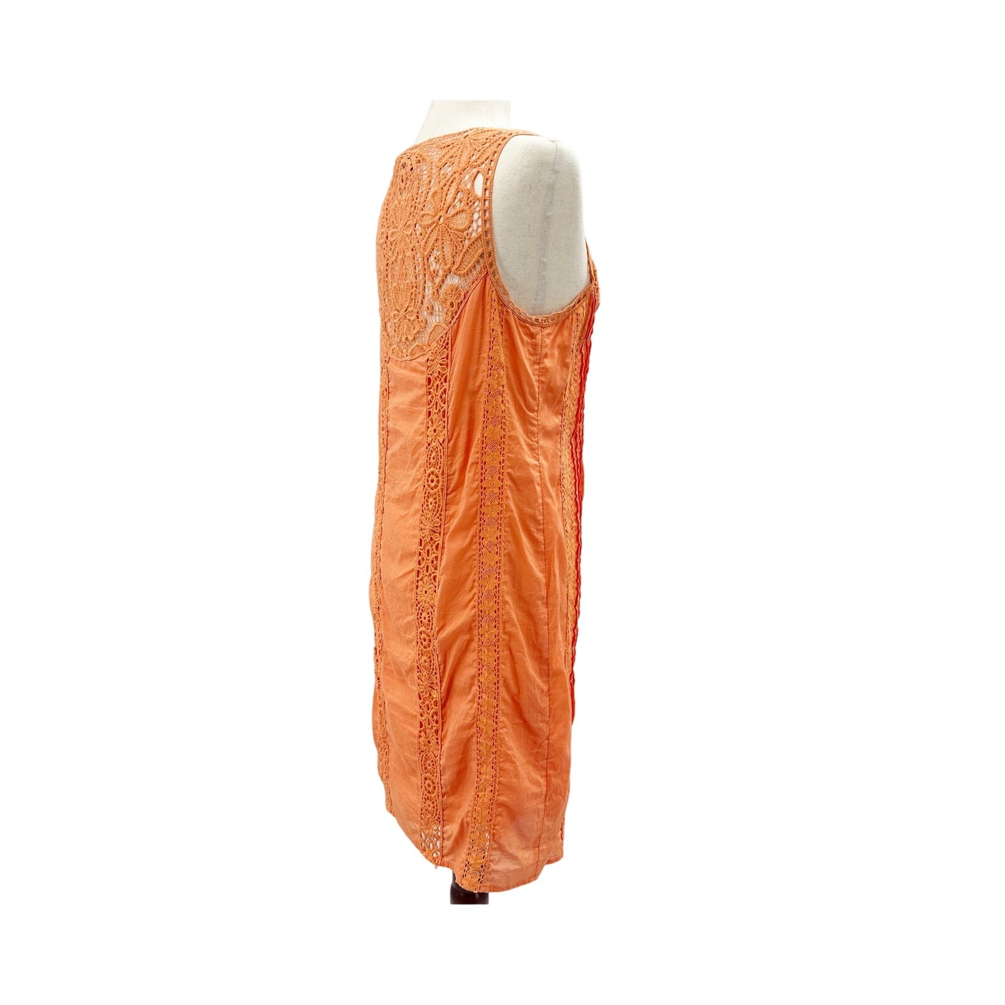 Sundance Amira orange lace pleated Summer casual Dress women's SMALL sundress