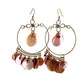 vintage BOHO gold pink shimmer shells rhinestones hook dangle EARRINGS jewelry
