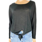 Gianni Bini black pullover TOP tie front blouse size XS extra small NEW