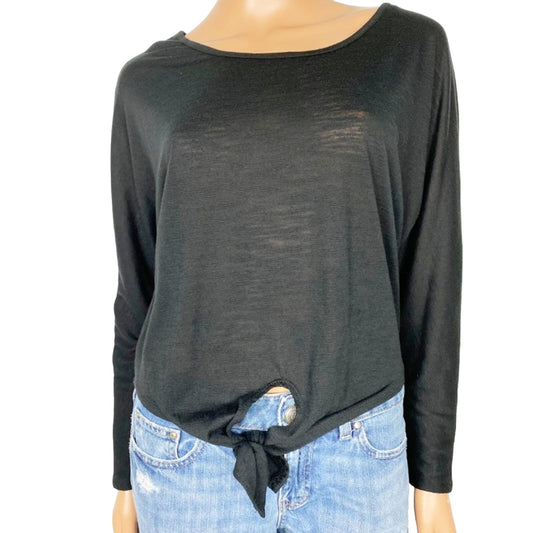 Gianni Bini black pullover TOP tie front blouse size XS extra small NEW