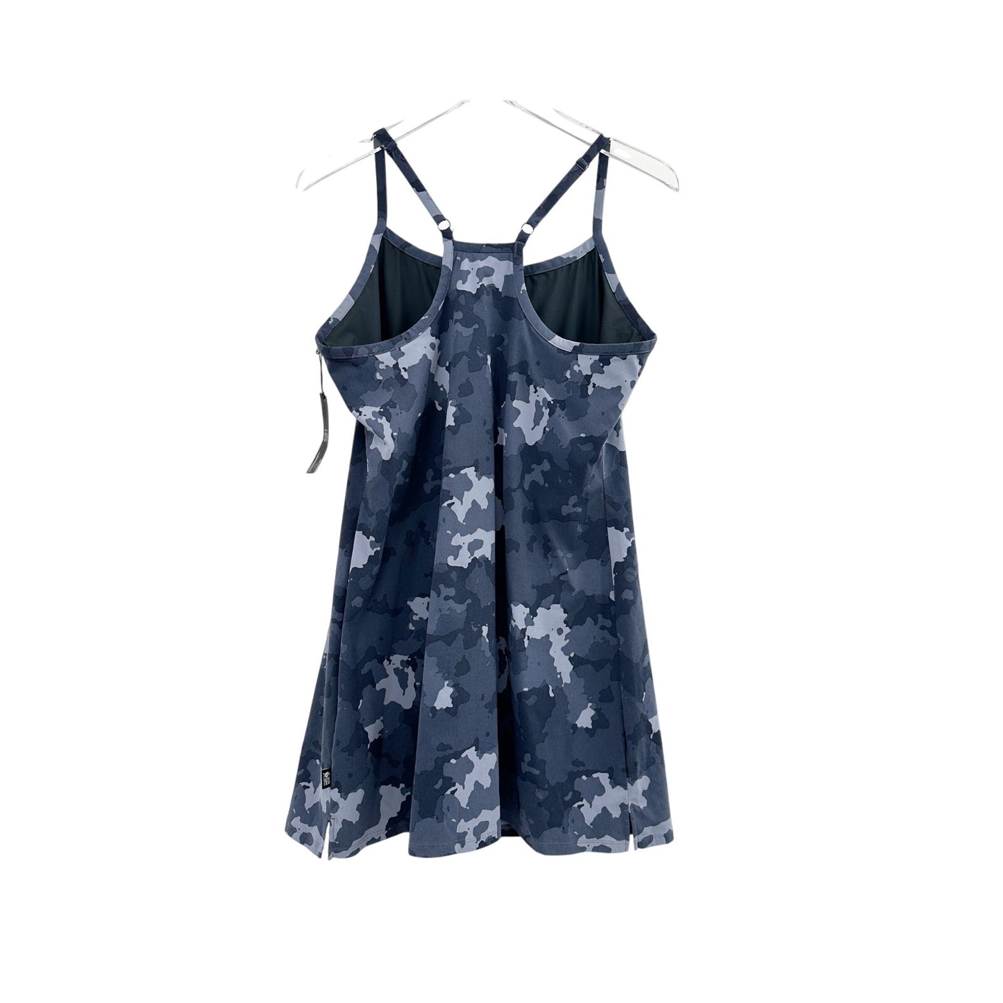 Mountain Hardwear blue camo Dynama Dress women's LARGE built-in bodysuit NWT $90