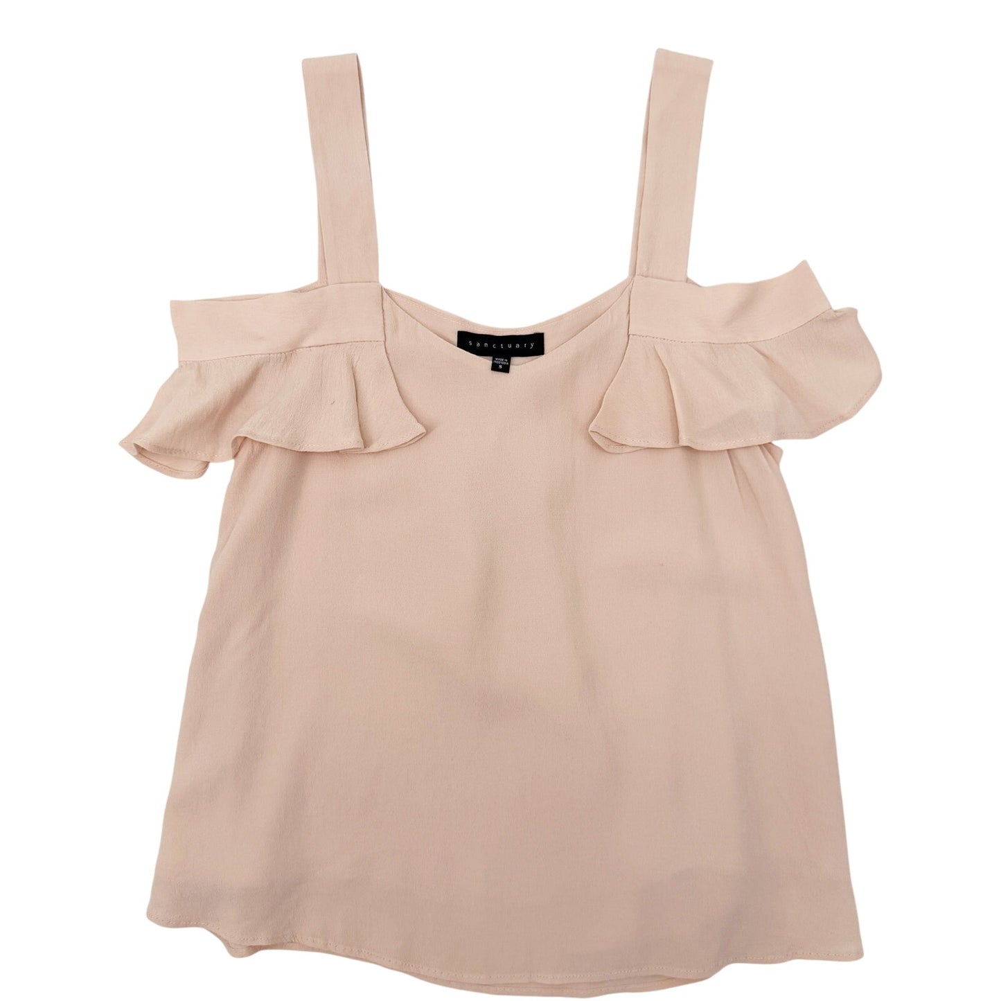 Sanctuary pale pink Tank Top women's SMALL off shoulder ruffled sleeves