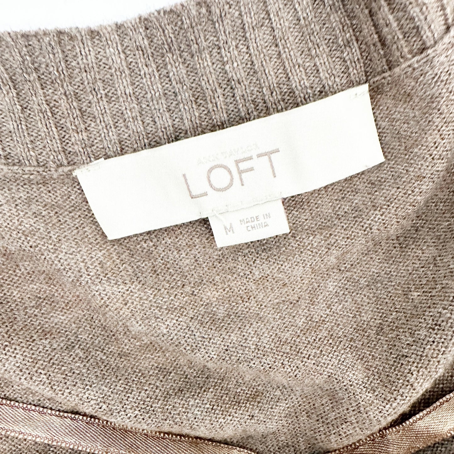 Ann Taylor LOFT brown open front Cardigan Sweater Top women's MEDIUM lightweight