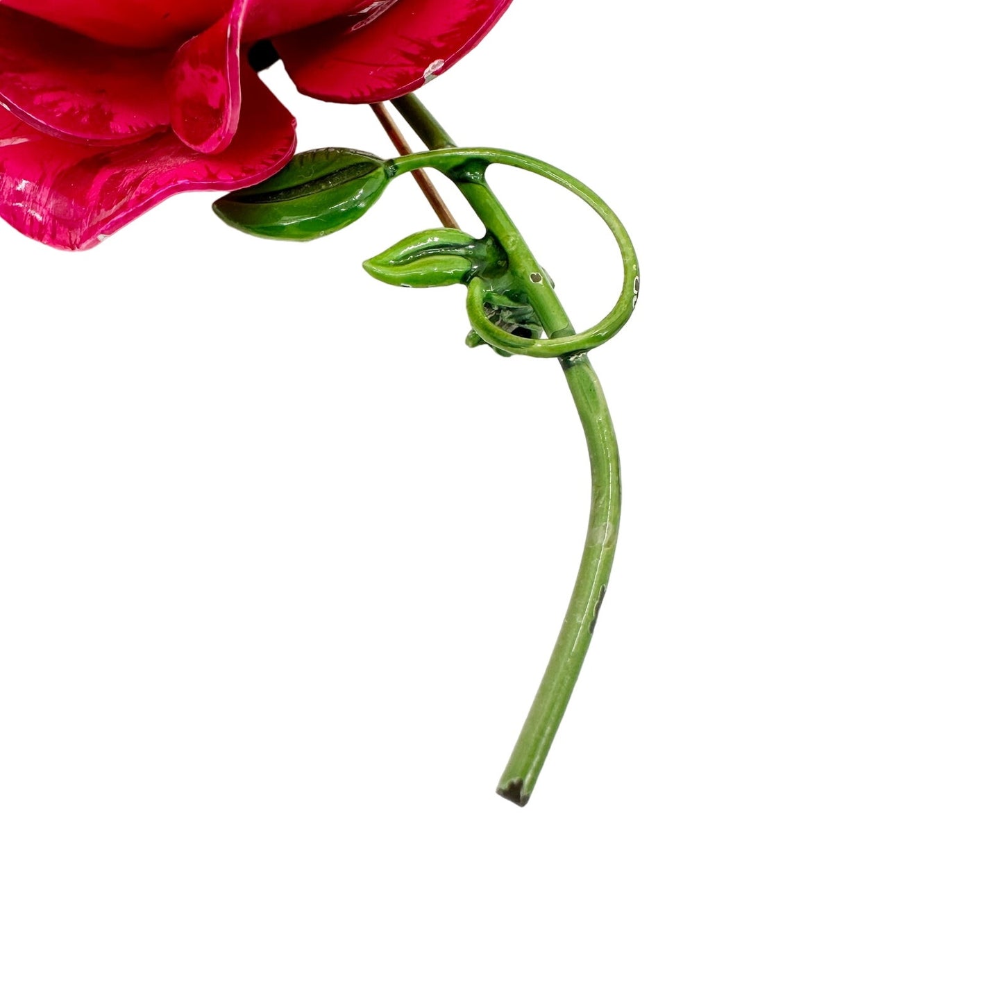 vintage enamel hot pink metal flower BROOCH floral jewelry pin