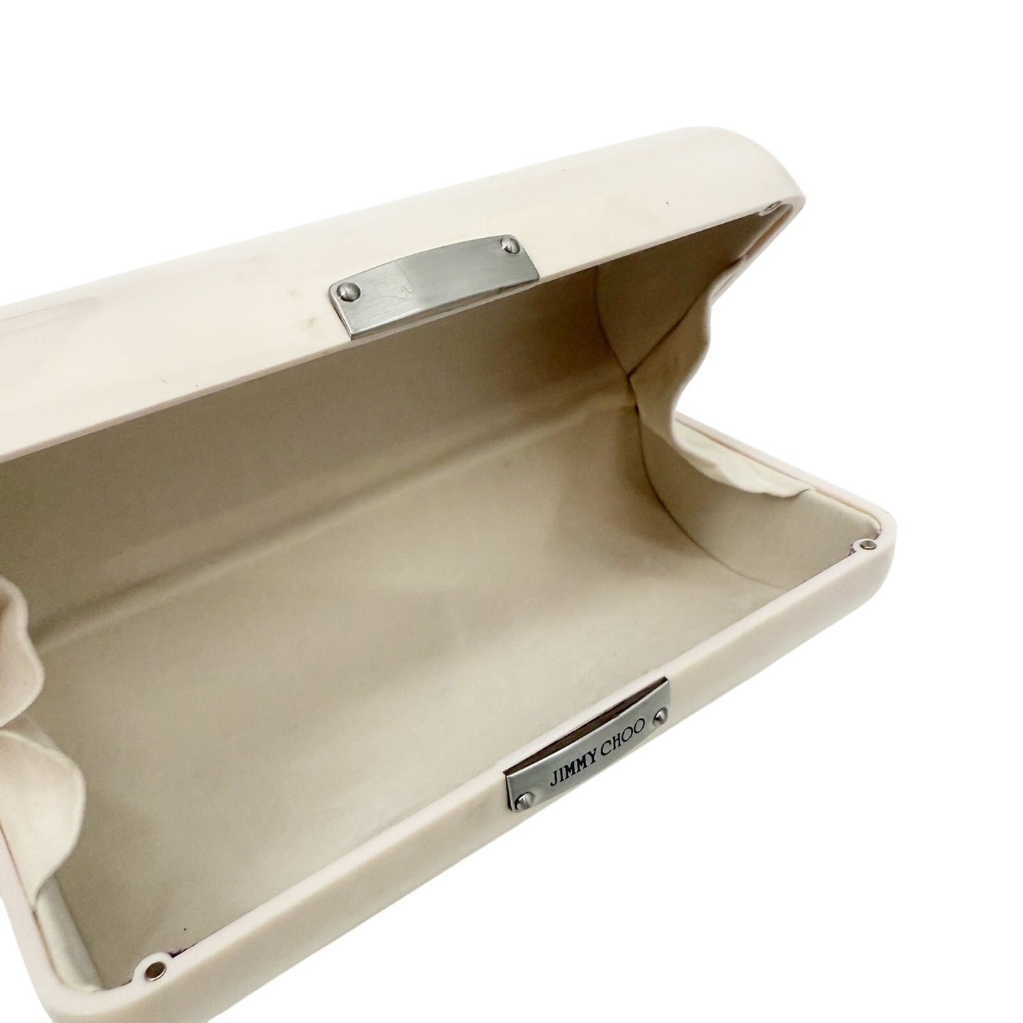 Jimmy Choo very pale pink hard acrylic sunglasses CASE only magnetic clutch