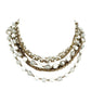 vintage multi-strand white beads & gold chain Choker Necklace costume jewelry