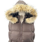 Old Navy Maternity brown puffer VEST faux fur hood size SMALL