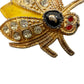 vintage gold yellow black enamel Flying Insect Brooch jewelry pin rhinestones