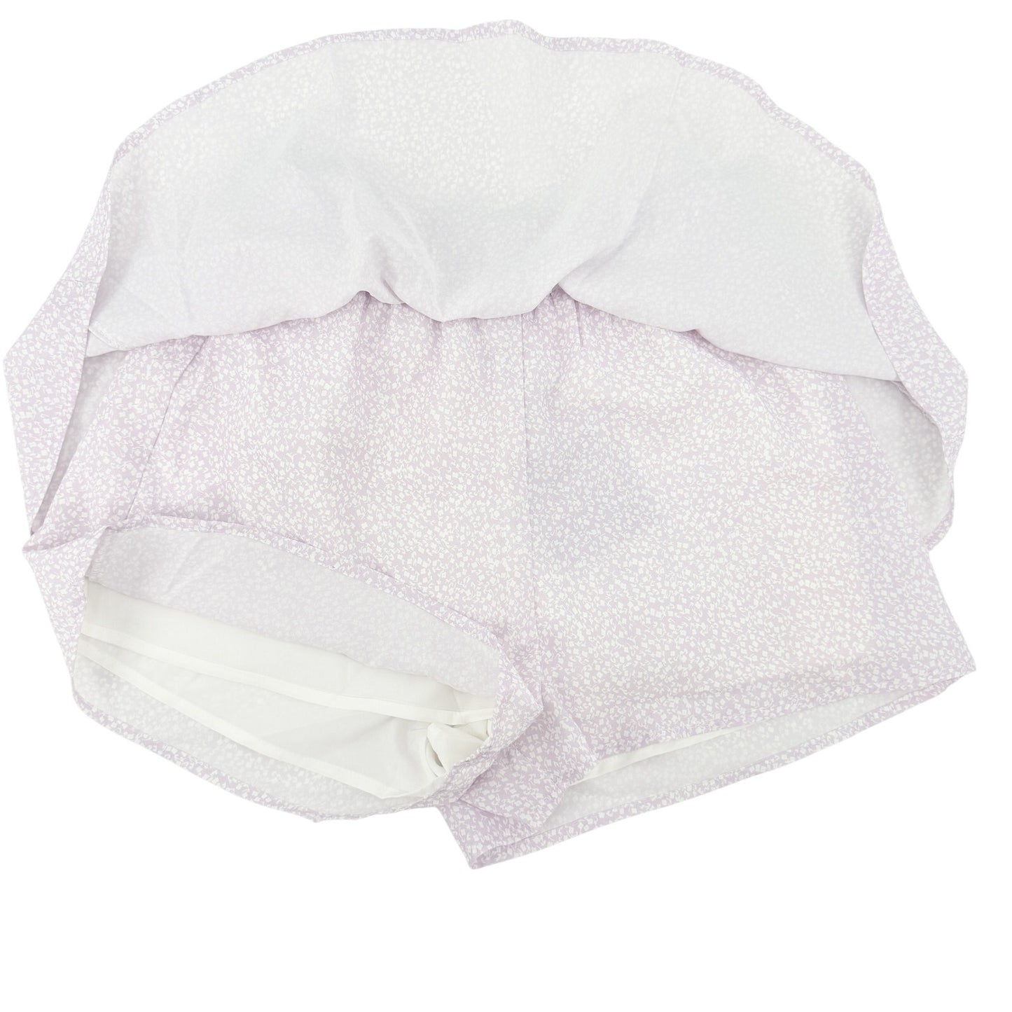 Le Lis pale purple & white floral Shorts women's SMALL flirty silky ruffle NEW