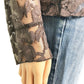 SAGA dark brown LACE sheer blouse TOP long sleeves women's S small