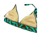 Victoria's Secret brown teal green zebra print Bikini tie Top women's SMALL swim