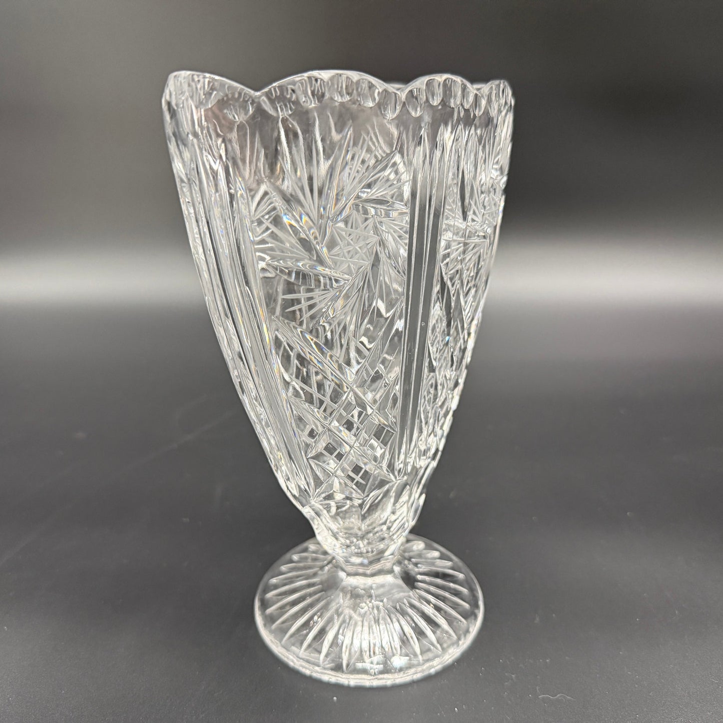9" Footed Vase | lead crystal glass
