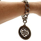 vintage double curb link chain Charm Bracelet silver tone metal large medallion
