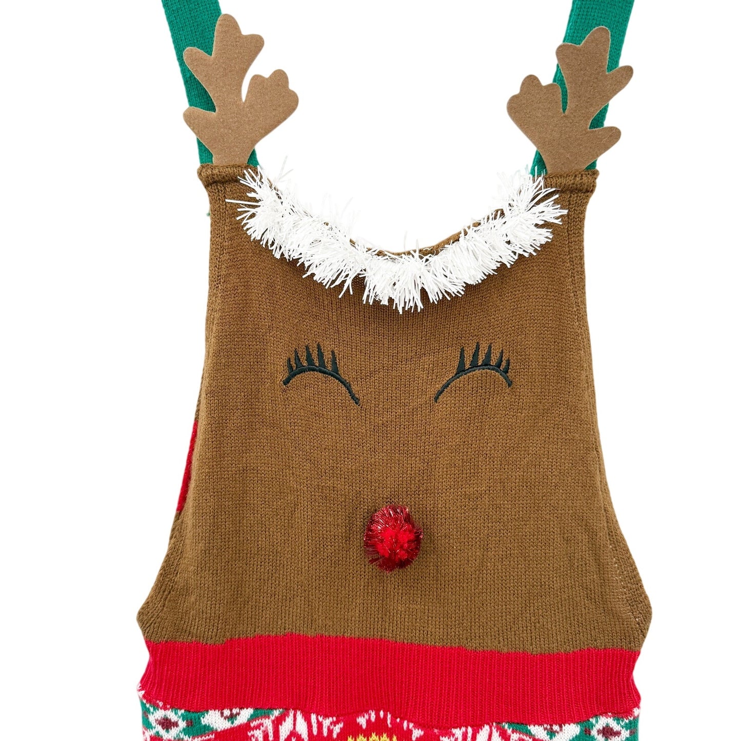 Rudolph the Red Nosed Reindeer Ugly Christmas Sweater Jumpsuit women's MEDIUM