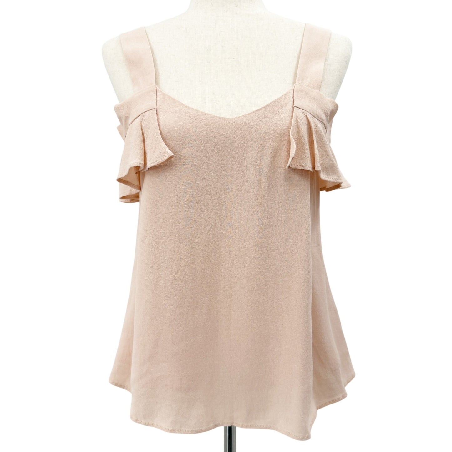 Sanctuary pale pink Tank Top women's SMALL off shoulder ruffled sleeves