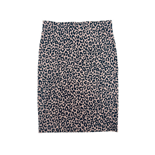 Ann Taylor Petite pink & navy blue Leopard print Pencil straight Skirt LARGE LP
