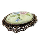 vintage pink blue pansy flowers metal cameo BROOCH pendant floral jewelry pin