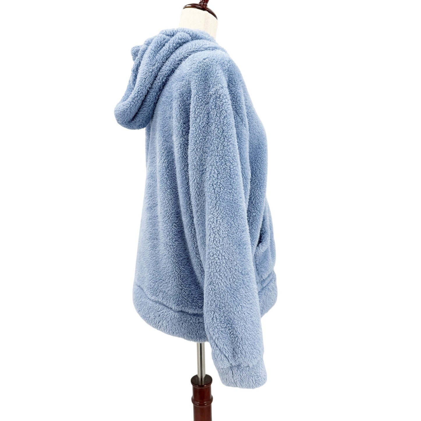 Hurley baby blue Wubby hooded Pullover Hoodie women's LARGE soft teddy fleece