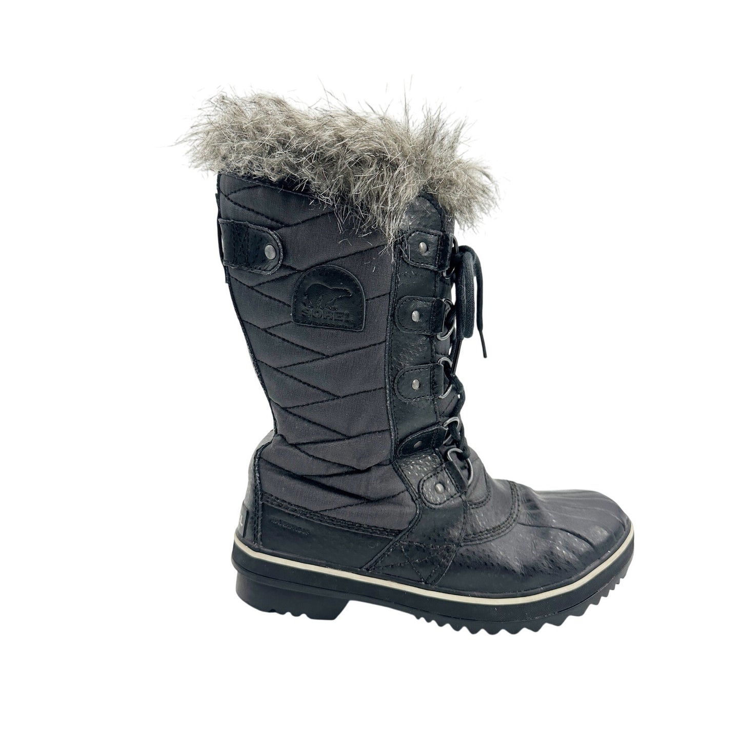 Sorel Tofino black Winter mid-calf Boots women's 7 waterproof faux fur