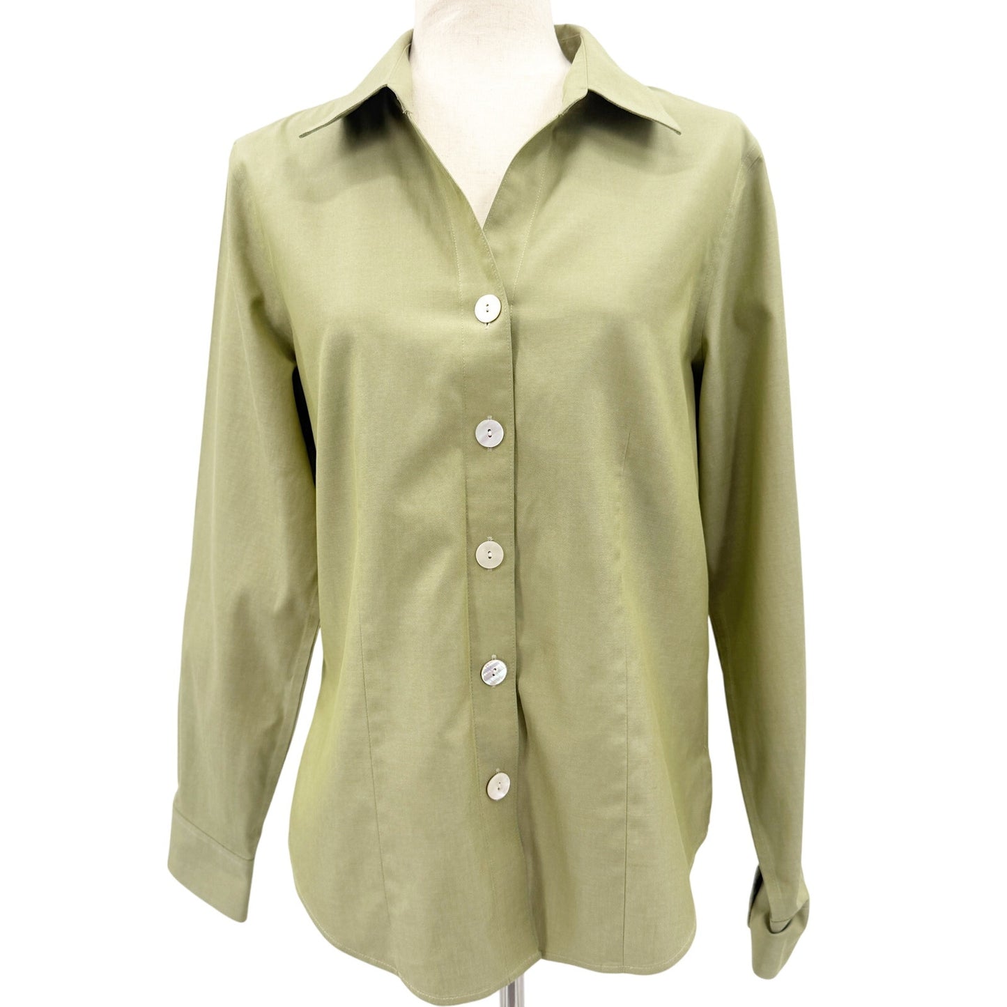Coldwater Creek sage green Button Down Top blouse women's MEDIUM work office