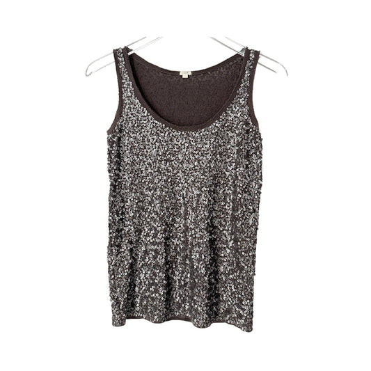 J. Crew dark gray sequin Tank Top women's XS raw edges