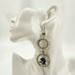 handmade clear Rhinestones & black Skull EARRINGS dangling 3.5" long jewelry