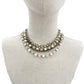 vintage multi-strand white beads & gold chain Choker Necklace costume jewelry