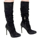 Donald J Pliner ETTA black leather suede BOOTS women's 7M knee high heels ruched